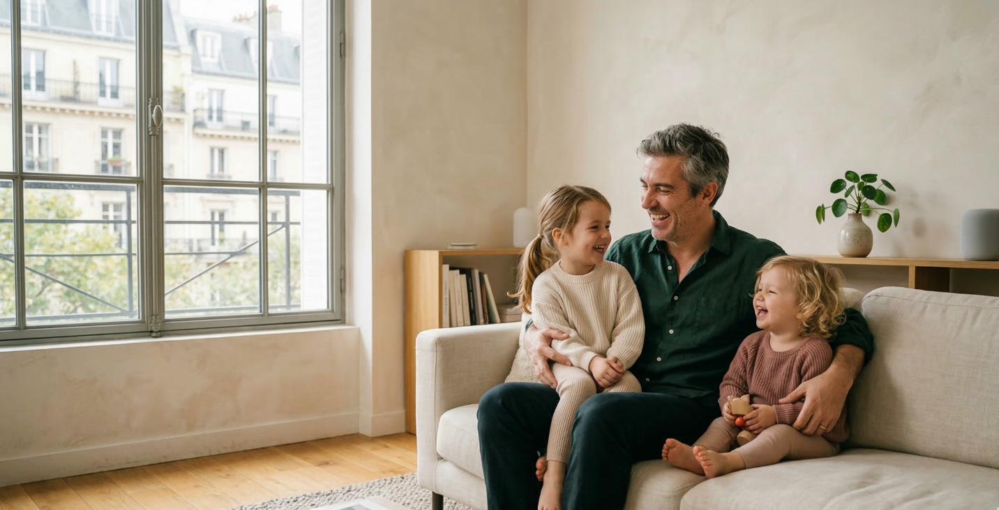 Parents enjoying time with their children after work